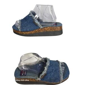 Union Bay Vintage Denim Platform Slide Sandals 8.5 Y2K 90s Hippie Boho Retro 70s